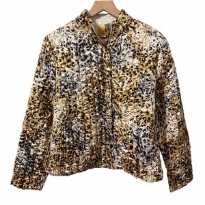 Ruby Rd. Textured Animal-Print Zip Jacket - Gold/Black/White